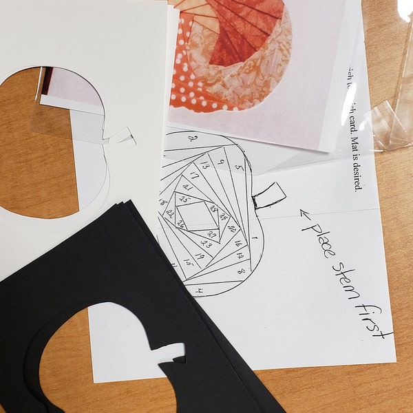 Pumpkin / Jack O' Lantern Iris Folding KIT, 6 card fronts, pattern and instructions, DIY, Papercraft KIT