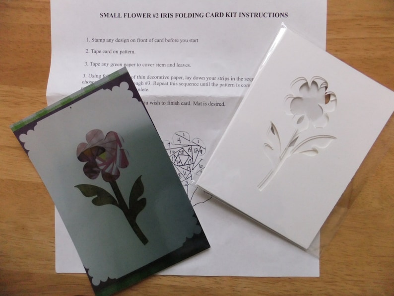 Iris Folding Kit Flower With 6 Card Fronts and Pattern Easy to Learn