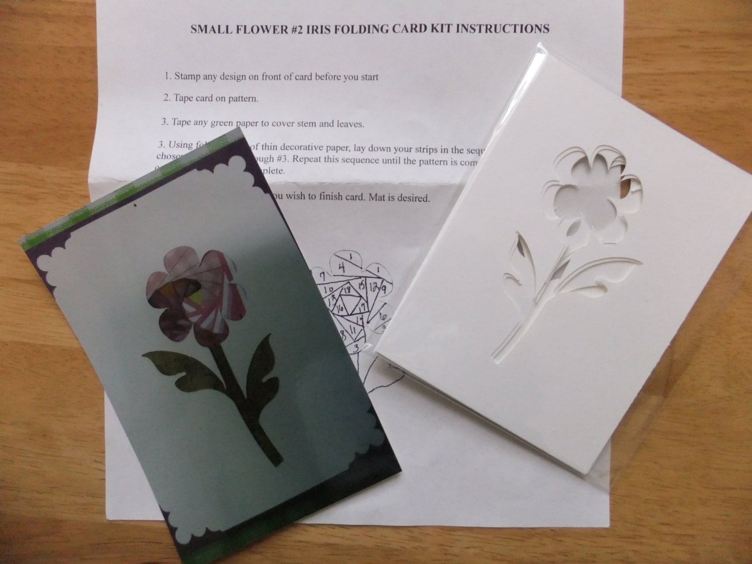 Iris Folding Kit Flower With 6 Card Fronts and Pattern Easy to Learn Paper Craft Etsy