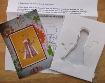 Apron Iris Folding Kit   -  Includes pattern and 6 card fronts - Easy to learn paper craft / Card Making