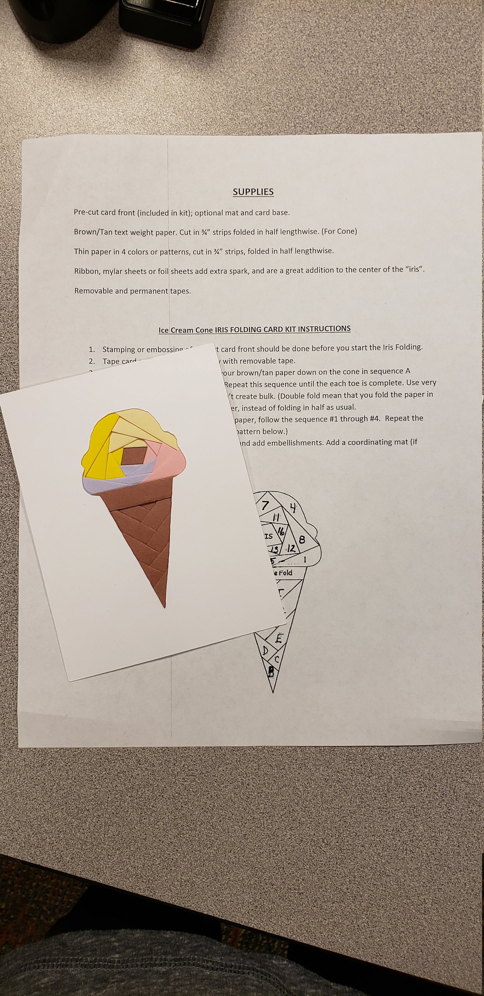 Ice Cream Cone Iris Folding Kit 6 Card Fronts Instructions With Easy to