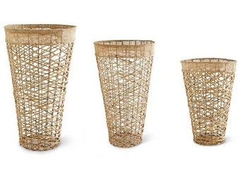 Tall Cylinder Twine Nesting Baskets Set of 3