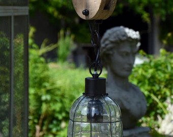 Wire-Wrapped Glass Pulley Pendant
