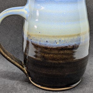 handmade Pottery coffee mug with Philippines 4:13 in merlot and blue 16+ oz image 9