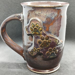 Handmade Pottery mug ,coffee mug, Dog, paw prints, 16 oz unique gift perfect for a dog lover