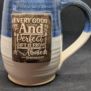 handmade Pottery coffee mug with Bible verses 10-16oz