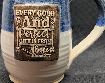 handmade Pottery coffee mug with Bible verses 10-16oz