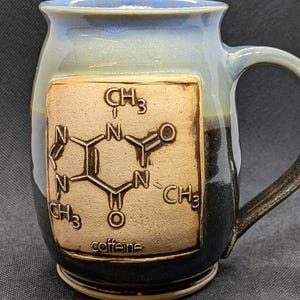 Handmade Caffeine Molecular Pottery Mug: Glazed Coffee Mug (16 oz)