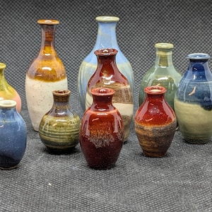 miniature handmade wheel thrown  pottery dollhouse accessories approximately 1"