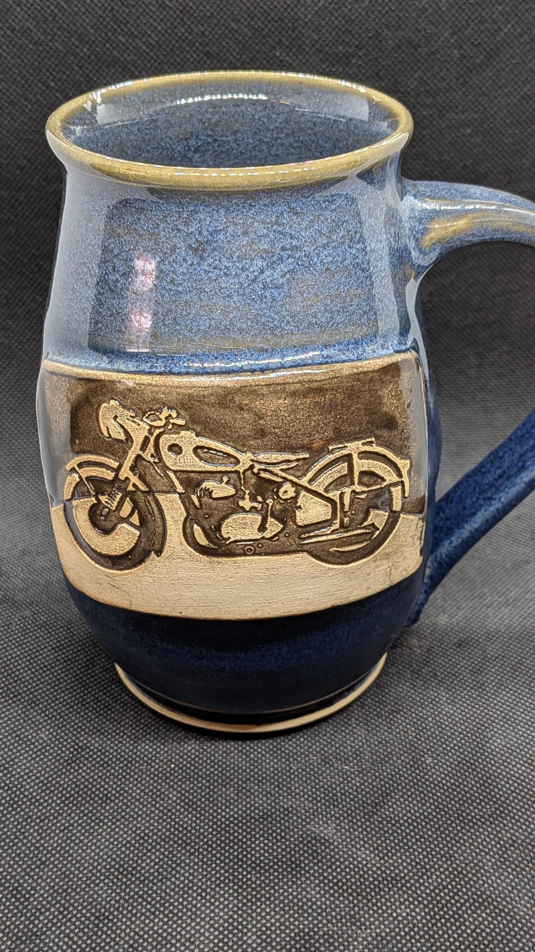 Cafe Racer, Handmade Pottery Coffee Mug Featuring a Motorcycle Approx ...