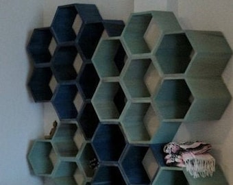 Custom shelving unit - honeycomb shelves, retail display, hexagon shelf, product display, bookshelves, retail shelving, wall art,yoga studio