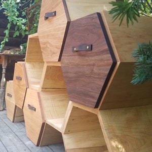 Modern Dresser / chest of drawers, storage cabinet, sideboard, shelving unit, honeycomb unit, modern shelf, bookcase, hexagon shelf, kitchen image 5