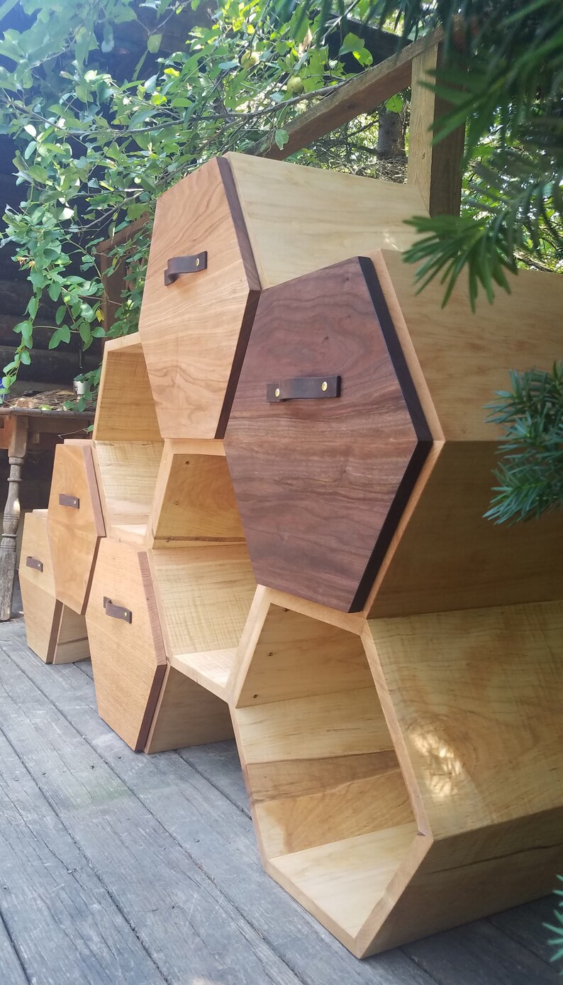 Modern Dresser / chest of drawers, storage cabinet, sideboard, shelving unit, honeycomb unit, modern shelf, bookcase, hexagon shelf, kitchen image 5
