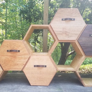 Modern Dresser / chest of drawers, storage cabinet, sideboard, shelving unit, honeycomb unit, modern shelf, bookcase, hexagon shelf, kitchen image 7