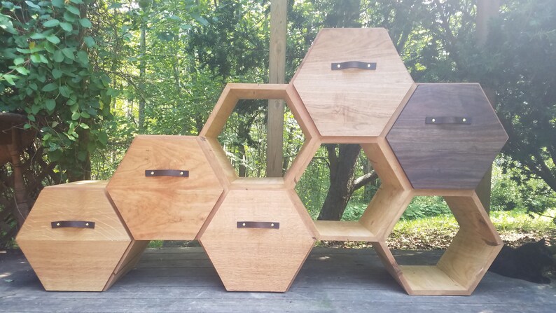 Modern Dresser / chest of drawers, storage cabinet, sideboard, shelving unit, honeycomb unit, modern shelf, bookcase, hexagon shelf, kitchen image 7