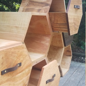 Modern Dresser / chest of drawers, storage cabinet, sideboard, shelving unit, honeycomb unit, modern shelf, bookcase, hexagon shelf, kitchen image 6