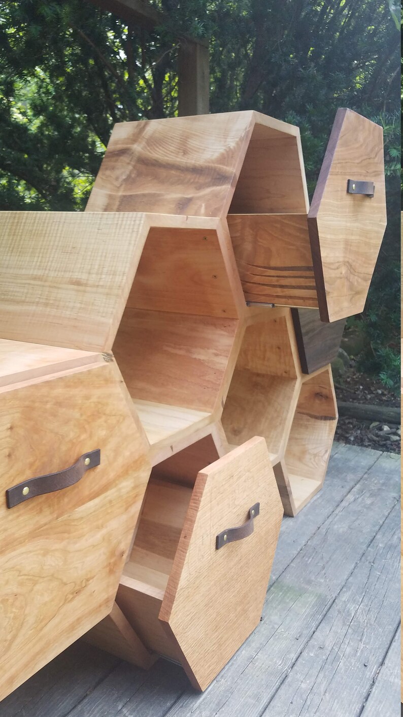 Modern Dresser / chest of drawers, storage cabinet, sideboard, shelving unit, honeycomb unit, modern shelf, bookcase, hexagon shelf, kitchen image 6