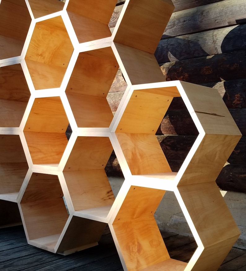 Maple Hardwood Shelving Unit / Hexagon Shelves Etsy
