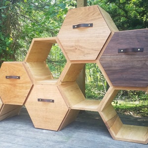 Modern Dresser / chest of drawers, storage cabinet, sideboard, shelving unit, honeycomb unit, modern shelf, bookcase, hexagon shelf, kitchen image 2