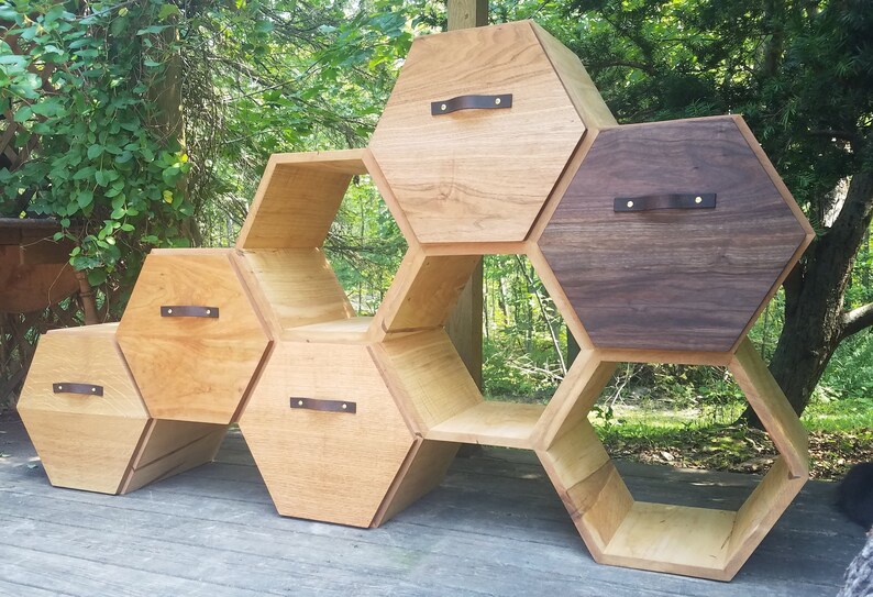 Modern Dresser / chest of drawers, storage cabinet, sideboard, shelving unit, honeycomb unit, modern shelf, bookcase, hexagon shelf, kitchen image 2