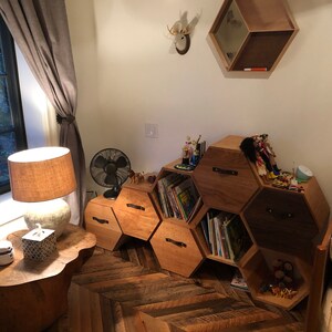 Modern Dresser / chest of drawers, storage cabinet, sideboard, shelving unit, honeycomb unit, modern shelf, bookcase, hexagon shelf, kitchen image 3