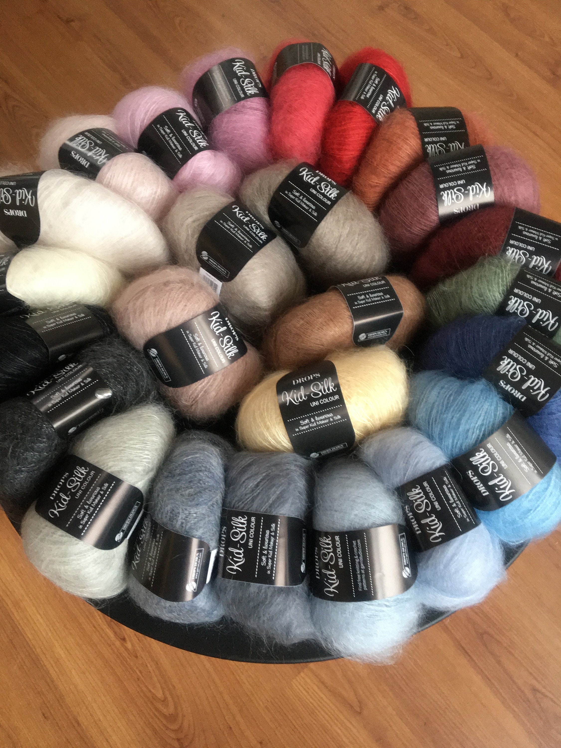 Fluffy Pom-pom Yarn Beige Brown Caramel 3 Toned Blues-burgundy Lilac Mix 