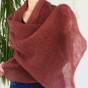 Cosy, warm and light silk mohair shawl Womens scarf Knit mohair shawl Knit winter scarf Bridal wrap Knitted silk mohair shawl