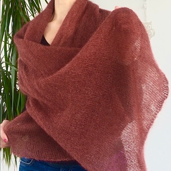 Châle mohair en soie confortable, chaud et léger Écharpe femme Tricot châle mohair Écharpe d’hiver tricotée Wrap de mariée Châle mohair en soie tricoté