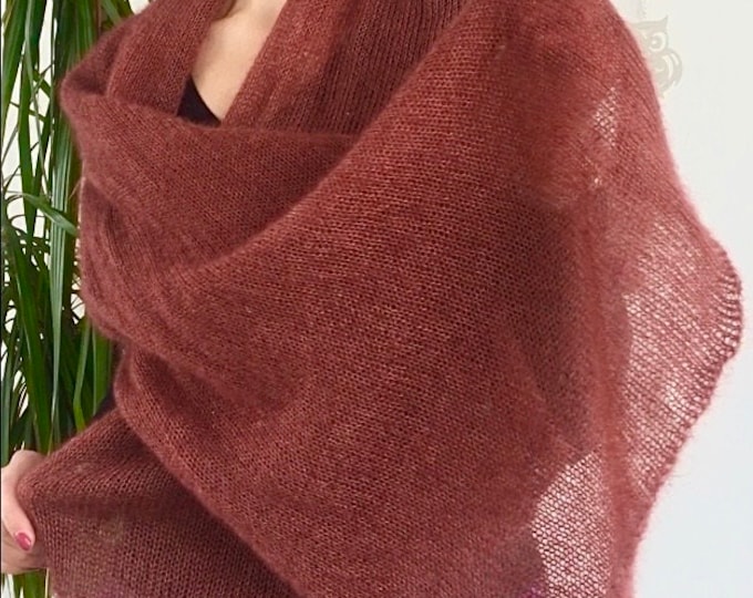 Vintage Hot Pink Large Mohair Scarf