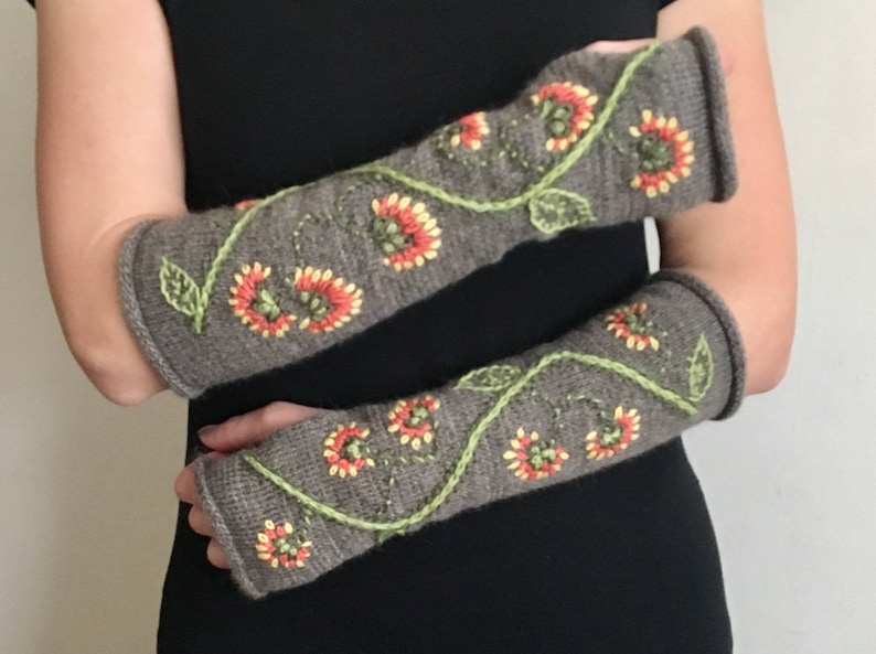 Long Knitted Mittens Knitted Sleeves Knitted Mittens Etsy