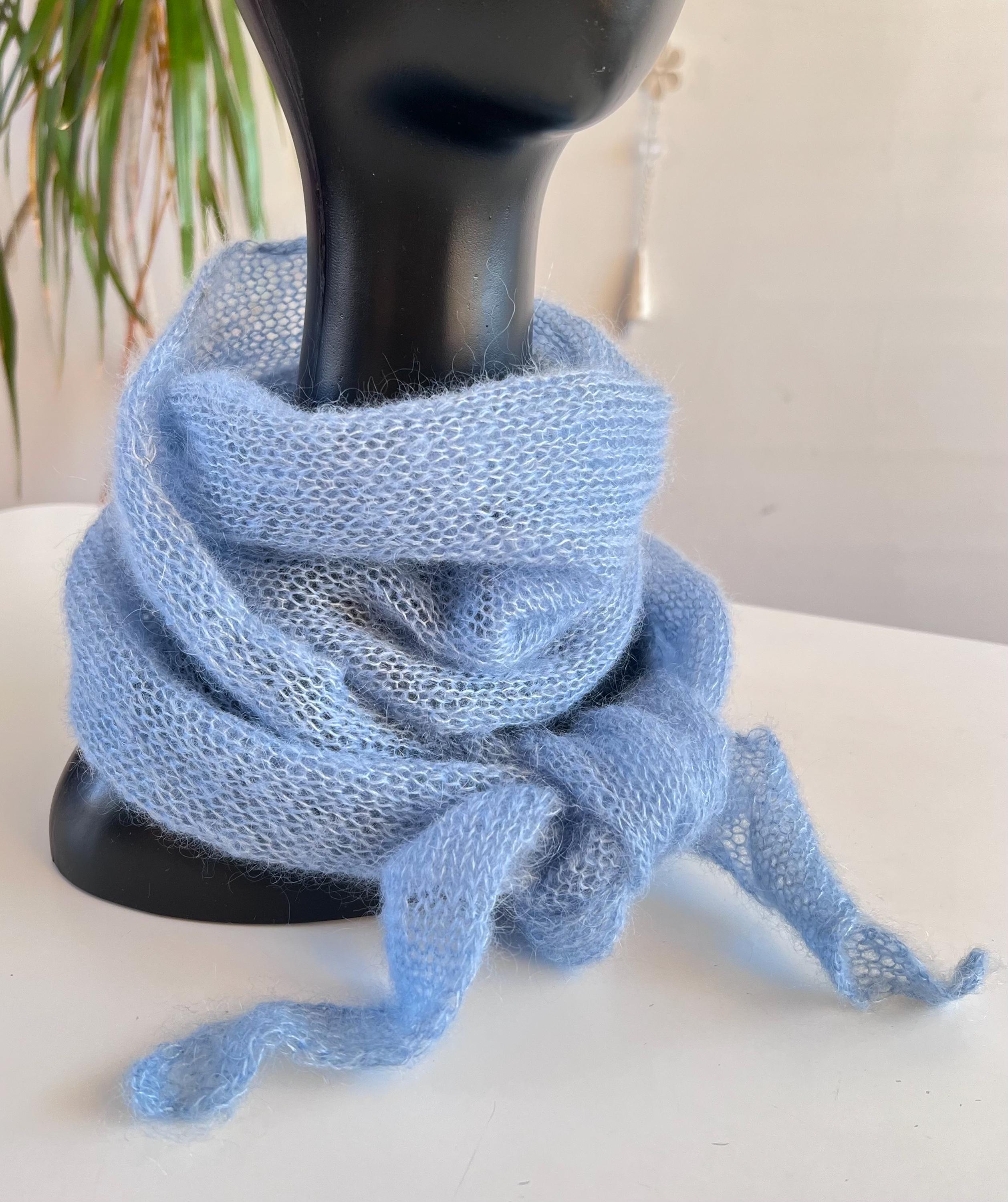 Knit Silk Mohair Scarf, Lightweight Baktus Shawl - Etsy