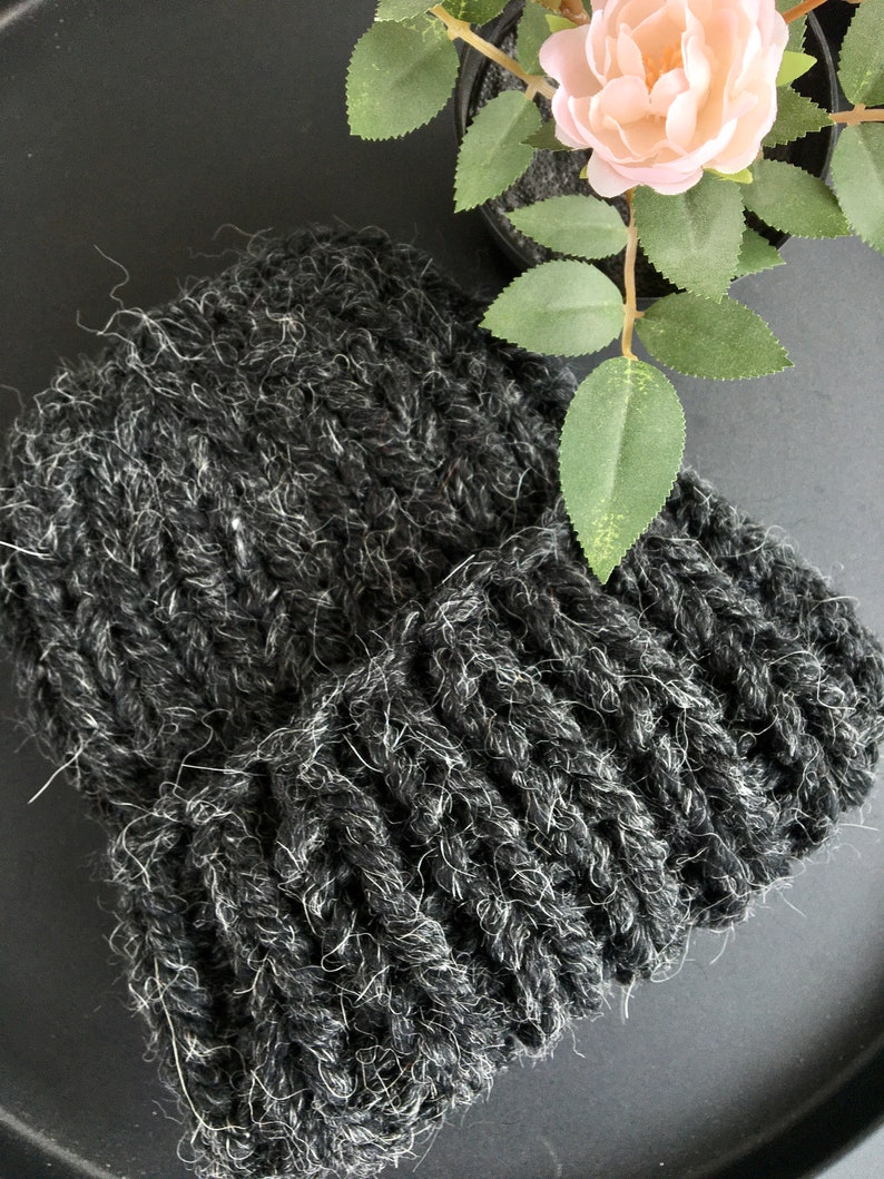 Sombrero de punto súper grueso, sombrero Helsinki, tejido gigante, sombrero de invierno de gran tamaño, gorro súper grueso, gorro de punto de invierno cálido, gorro de punto grueso 14 graphite black