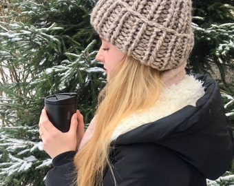 Sombrero de punto súper grueso, sombrero Helsinki, tejido gigante, sombrero de invierno de gran tamaño, gorro súper grueso, gorro de punto de invierno cálido, gorro de punto grueso