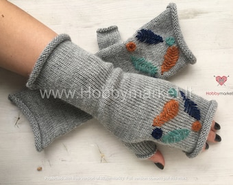 Gebreide vingerloze handschoenen, armwarmers, vrouwen vingerloos, lange wanten, polswarmers, gebreide wanten, armentulpen