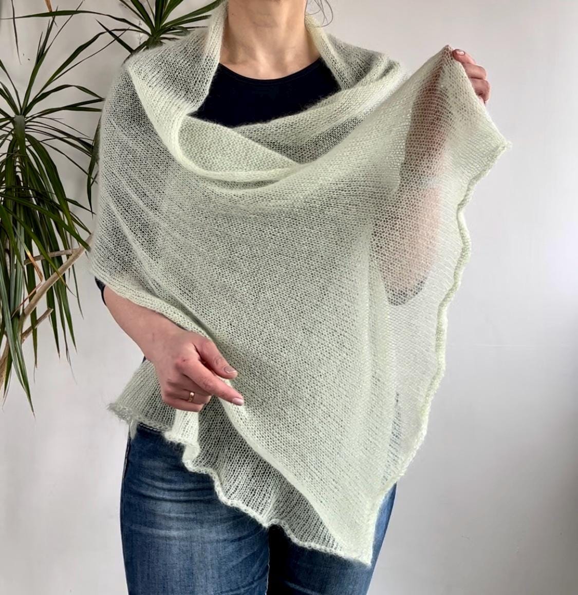 Knit Silk Mohair Shawl: Lightweight Bridal Wrap, Womens Scarf