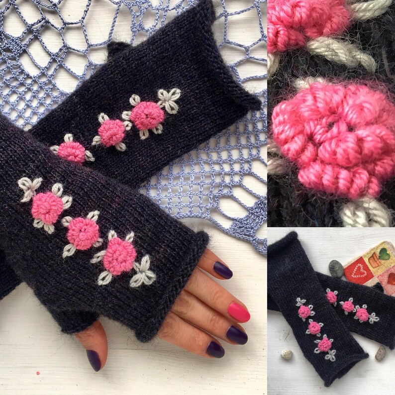 Knitted mittens Knitted gloves Arm warmers fingerless image 0