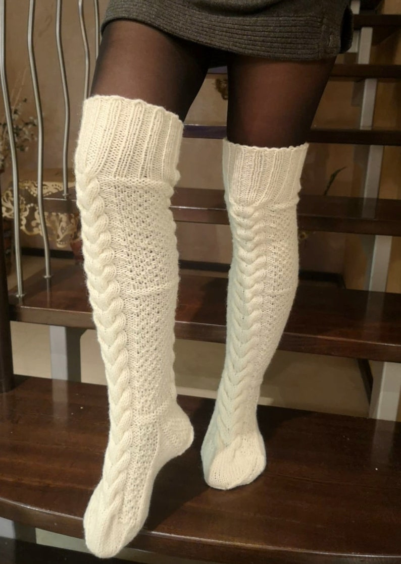 Thigh High Socks Custom Knit Socks Hand Knitted Socks Knee Etsy