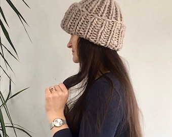 Gorro de lana supergrueso: gorro de invierno extragrande