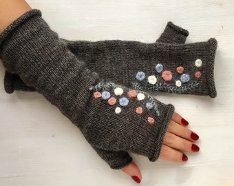 Knit Fingerless gloves, Arm warmers, Women fingerless, Long mittens, Wrist warmers, Knitted mittens, Armstulpen