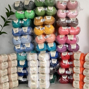 Gazzal baby cotton yarn, Cotton acrylic blend yarn, Amigurumi cotton yarn, Summer knitting yarn 50 gr
