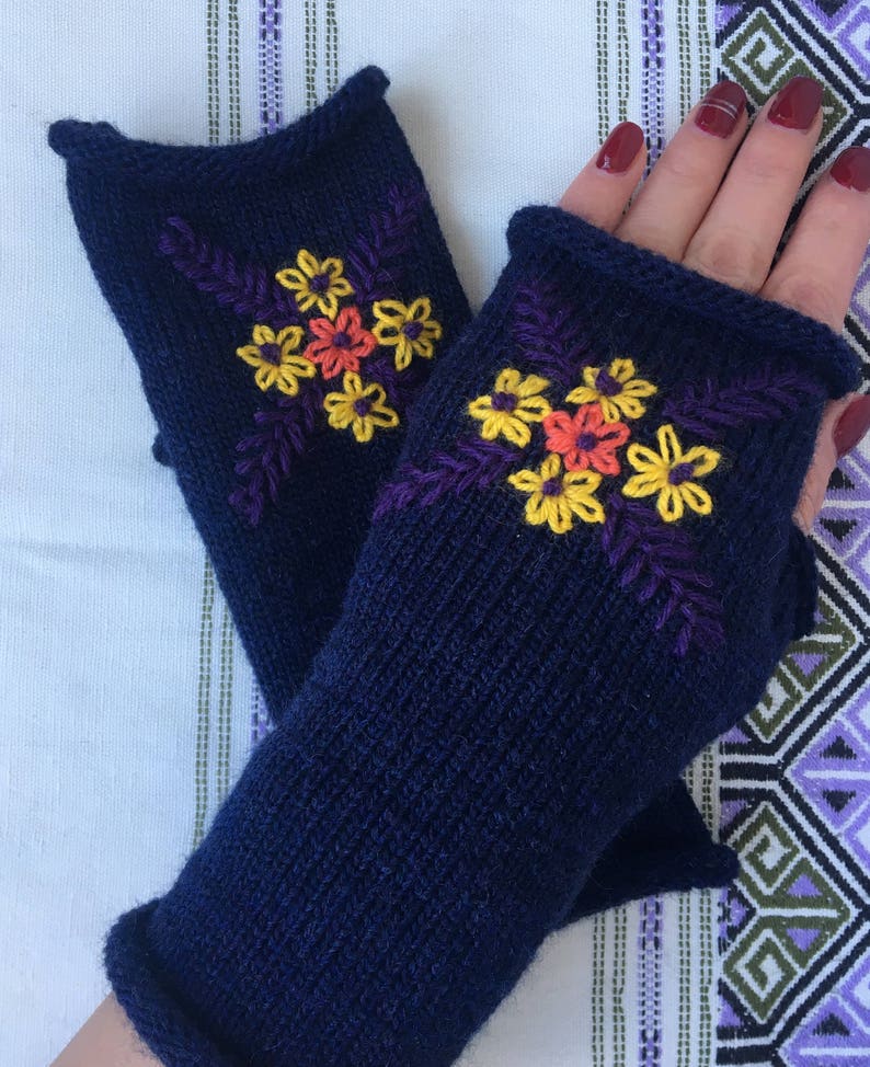 Knit wool wrist warmers Knit arm warmers Knit gloves finger Etsy