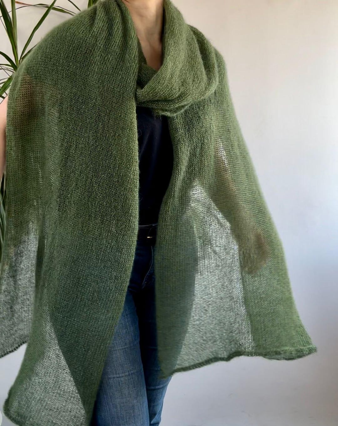 Extra Long Knit Mohair Scarf: Lightweight Silk Shawl Bridal Wrap