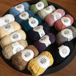 DROPS Belle mix of cotton, viscose and linen knitting yarns and summer crocheting yarns Babyknitwear 50gr/120 m 8PLY DK worsted cotton yarn