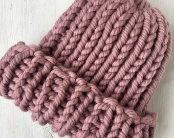 Gorro de lana de punto grueso hecho a mano - Gorro de invierno extragrande