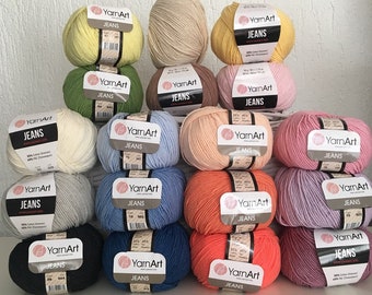Fil de coton YarnArt JEANS, fil de coton amigurumi, fil de crochet amugurumi, fil de coton pour bébé, fil à tricoter d'été, fil à tricoter pour bébé