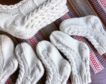 Hand-Knitted Wool Socks: Rustic Cable Knit House Slippers