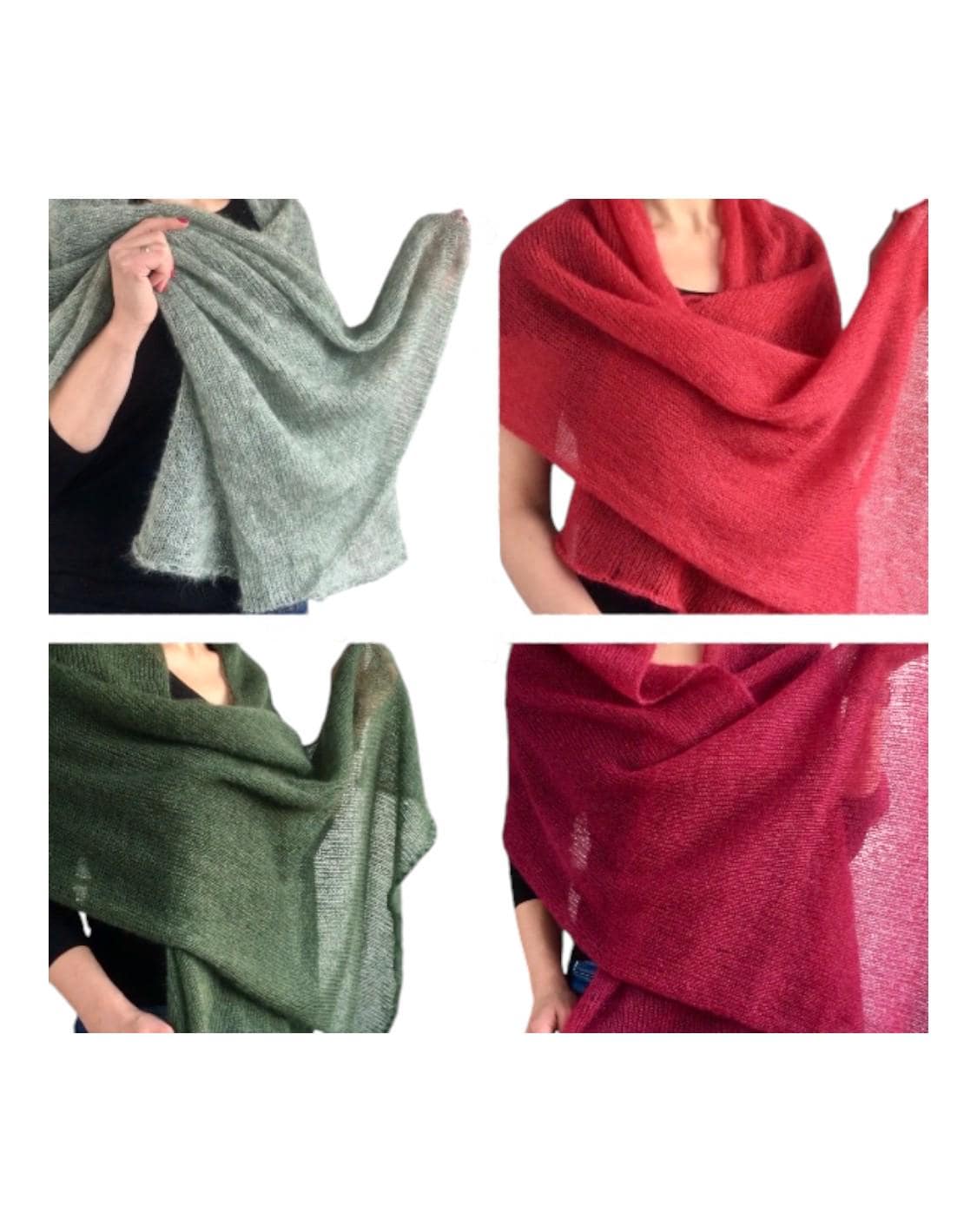 Extra Long Knit Mohair Scarf: Lightweight Silk Shawl Bridal Wrap