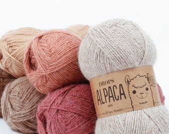 DROPS Alpaca Pure laine d'alpaga douce, 5 fils de laine de sport alpaga 50 g/167 m 1,8 oz/548 pouces Laine à tricoter pure alpaga Drops design