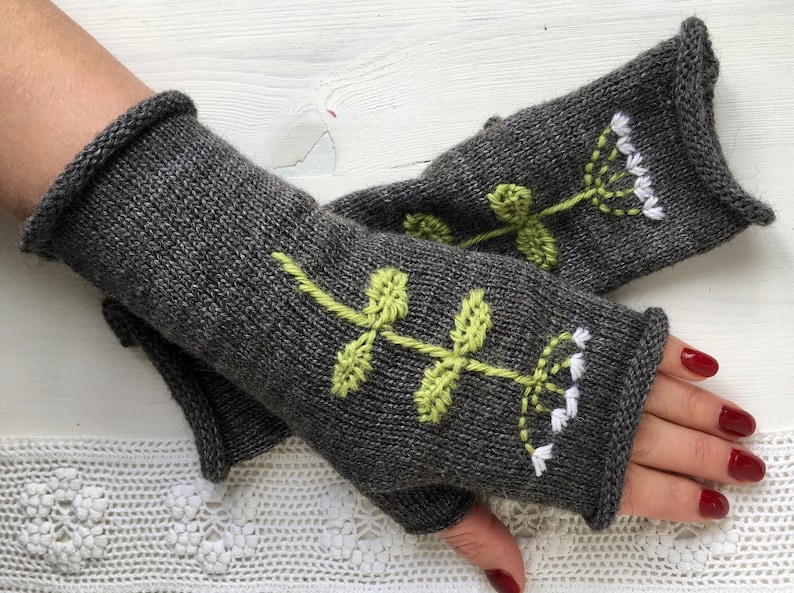 Knit fingerless gloves knitted mittens Wool mittens Kintted image 0