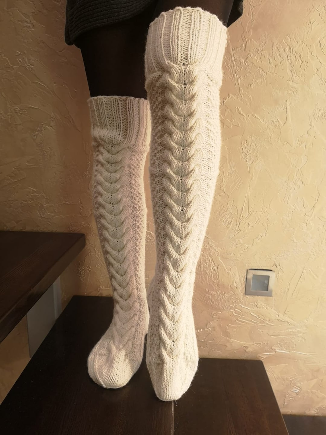 Thigh High Socks Custom Knit Socks Hand Knitted Socks Knee - Etsy